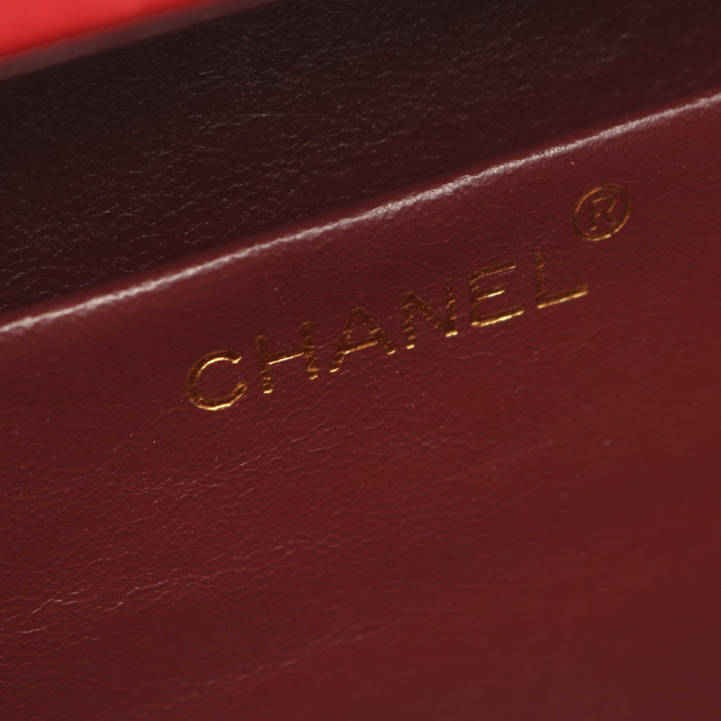 香奈兒 (CHANEL) Matelasse Chan 單肩手提包,羊皮(綿羊皮),紅色,二手,金色五金 CC-3