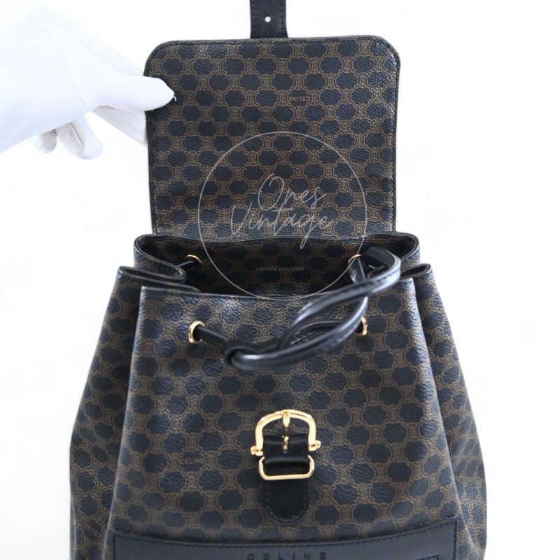 中古 Celine 賽琳 復古 雙肩包 背包-17