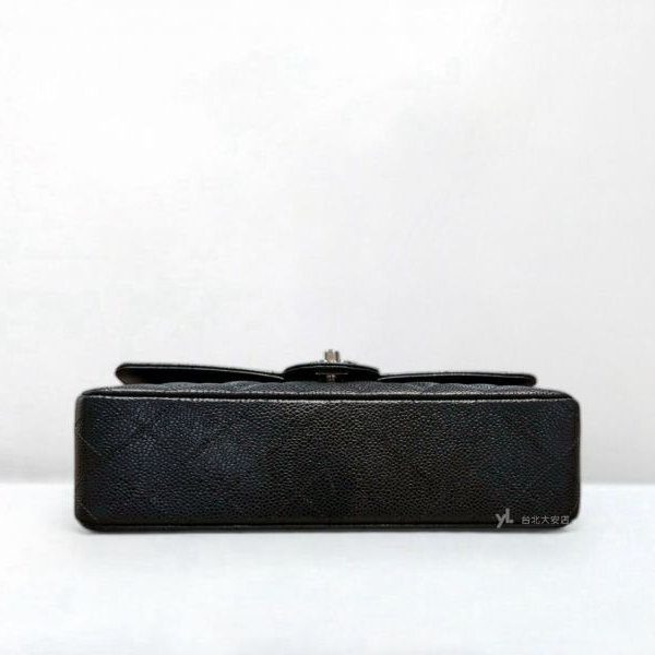 A13042-Chanel CF25黑色荔枝牛皮菱格紋銀釦coco25 口蓋包/A01112-4