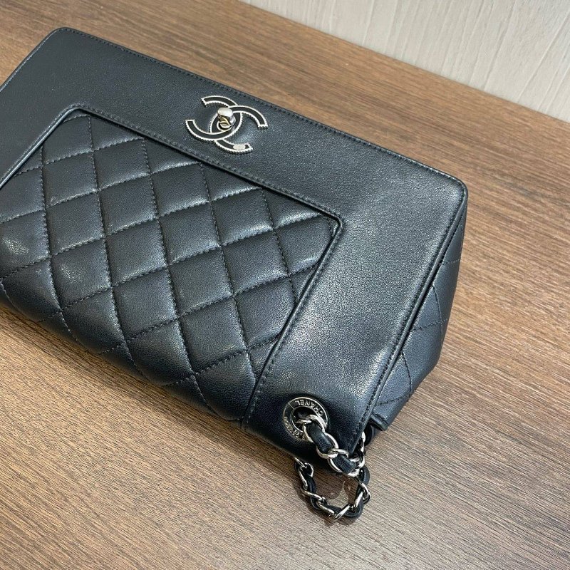 香奈兒/Chanel 黑銀口蓋鏈條包-5