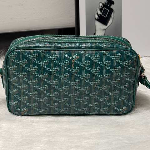 Goyard 戈雅 相機包 郵差包綠色 Cap-Vert Y字老花 帆布拼皮 男女同款情侶款 單肩包 斜跨包