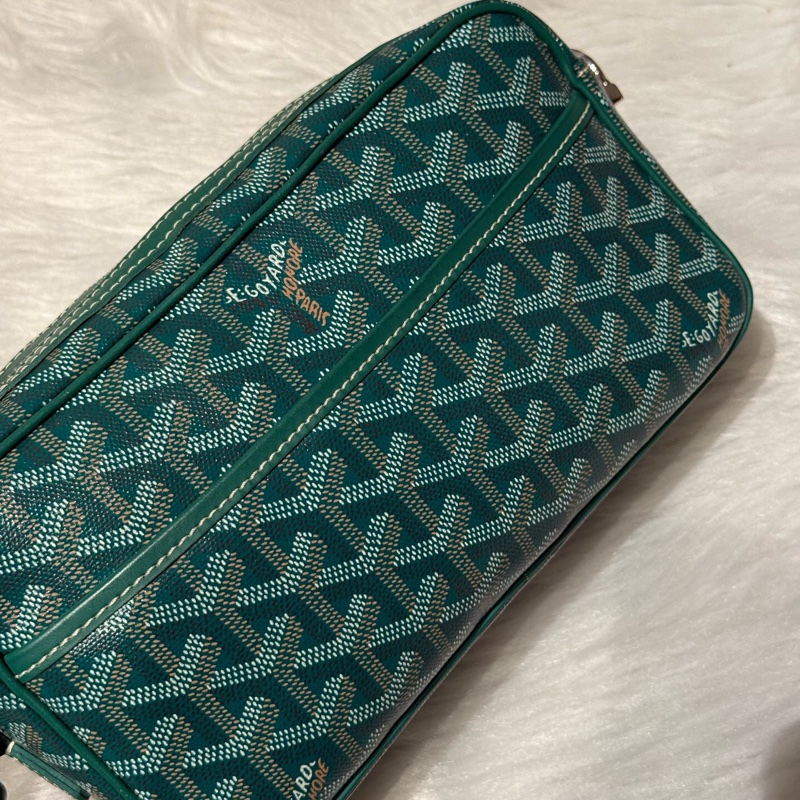 Goyard 戈雅 相機包 郵差包綠色 Cap-Vert Y字老花 帆布拼皮 男女同款情侶款 單肩包 斜跨包-2