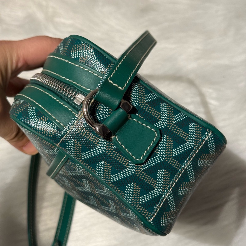 Goyard 戈雅 相機包 郵差包綠色 Cap-Vert Y字老花 帆布拼皮 男女同款情侶款 單肩包 斜跨包-3