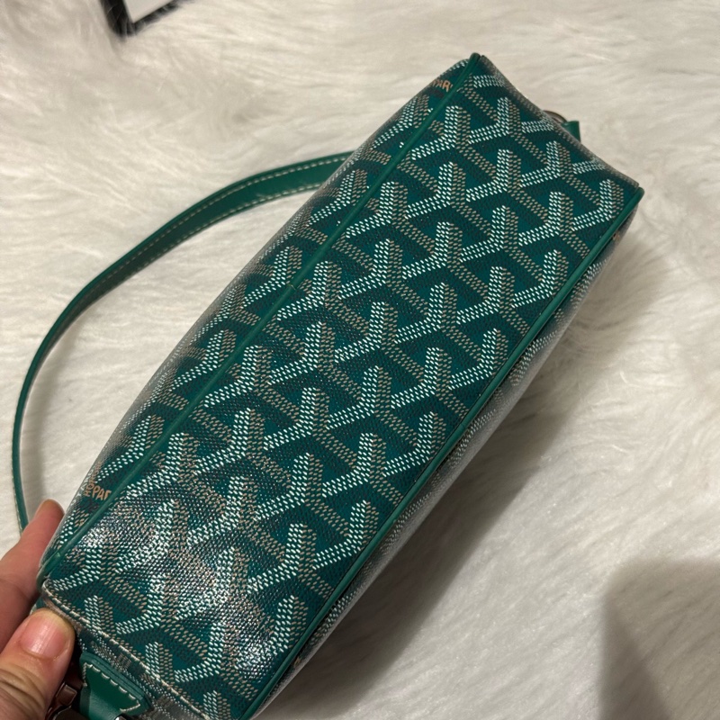 Goyard 戈雅 相機包 郵差包綠色 Cap-Vert Y字老花 帆布拼皮 男女同款情侶款 單肩包 斜跨包-5
