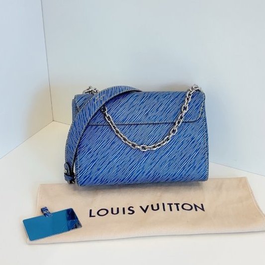 近新品 路易威登/Louis Vuitton Twist 牛仔藍水波紋 金銀鴛鴦雙色logo 中號-1