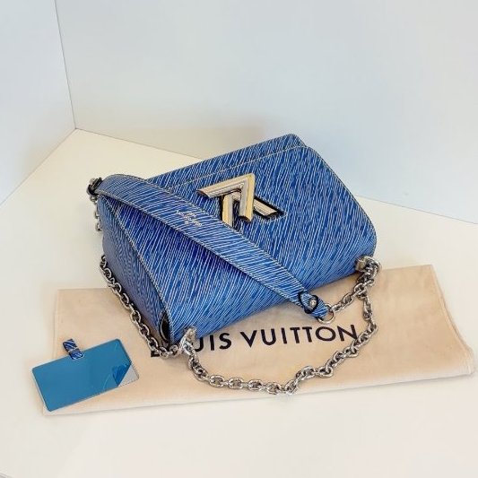 近新品 路易威登/Louis Vuitton Twist 牛仔藍水波紋 金銀鴛鴦雙色logo 中號-4