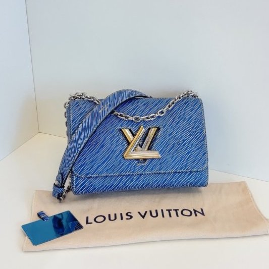 近新品 路易威登/Louis Vuitton Twist 牛仔藍水波紋 金銀鴛鴦雙色logo 中號-5