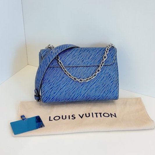 近新品 路易威登/Louis Vuitton Twist 牛仔藍水波紋 金銀鴛鴦雙色logo 中號-6