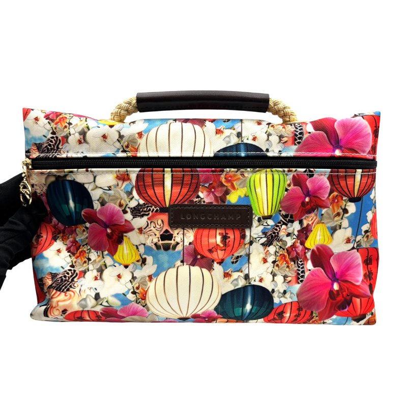 【美收精品】Longchamp 手提麻繩花色手拿包 C-527【隔月月中將轉賣至日本 上架期限30天】-0