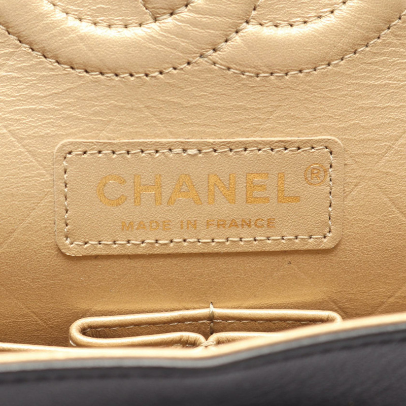 香奈兒 (CHANEL) Matelasse 雙蓋鏈條肩背包 A01112 羊皮黑色金色五金二手-3