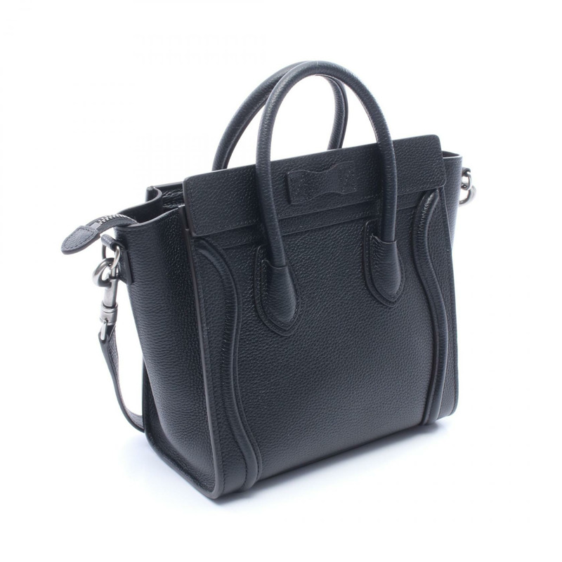 CELINE Luggage Nano Shopper 斜背單肩手提包 黑色真皮 二手 女士-1