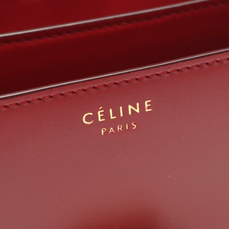 CELINE 經典 Box 中型單肩斜背包 紅色皮革 GHW 二手 女士-3