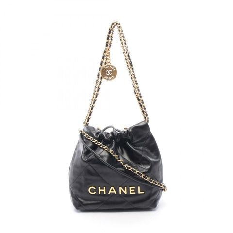 香奈兒 Chanel 22 迷你鏈條肩背包 AS3980 黑色皮革 二手 女士 GHW CC