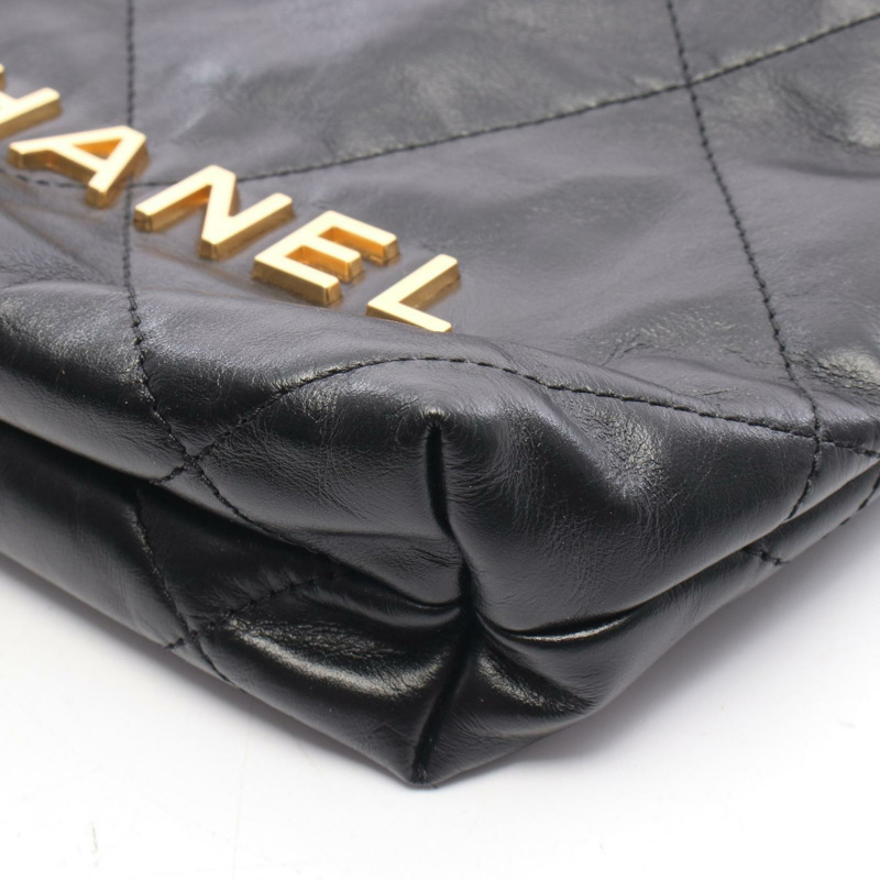 香奈兒 Chanel 22 迷你鏈條肩背包 AS3980 黑色皮革 二手 女士 GHW CC-5