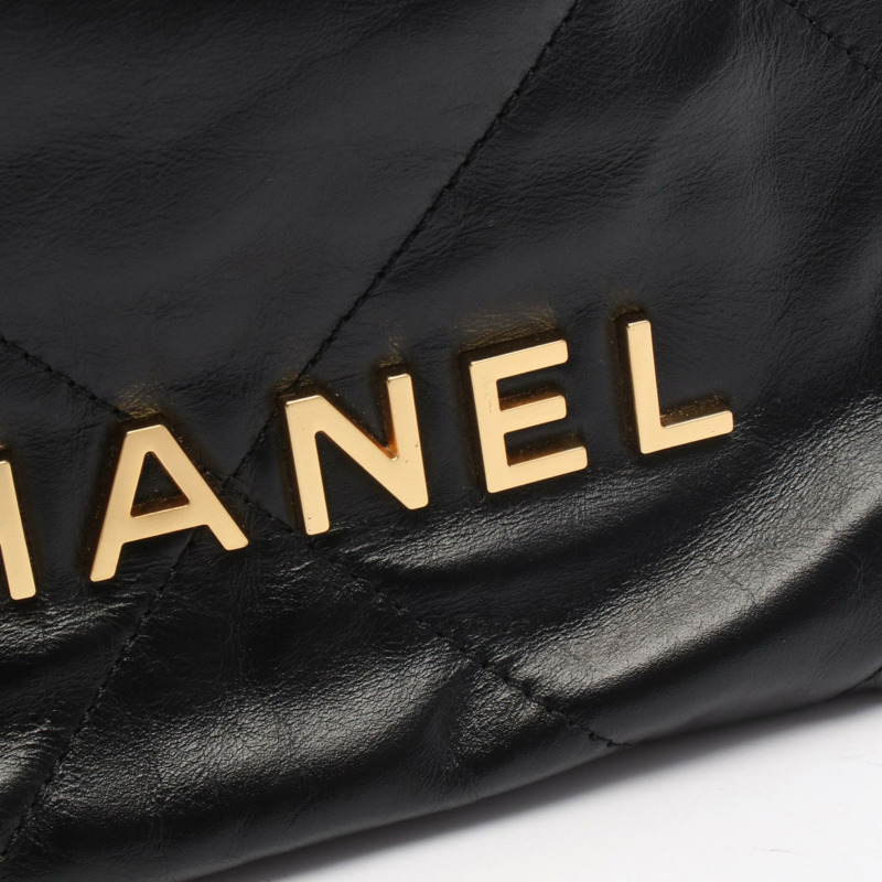 香奈兒 Chanel 22 迷你鏈條肩背包 AS3980 黑色皮革 二手 女士 GHW CC-6