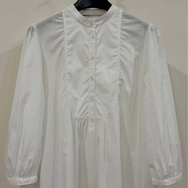 BURBERRY BRIT 白色立領寬擺長版襯衫上衣&洋裝-6
