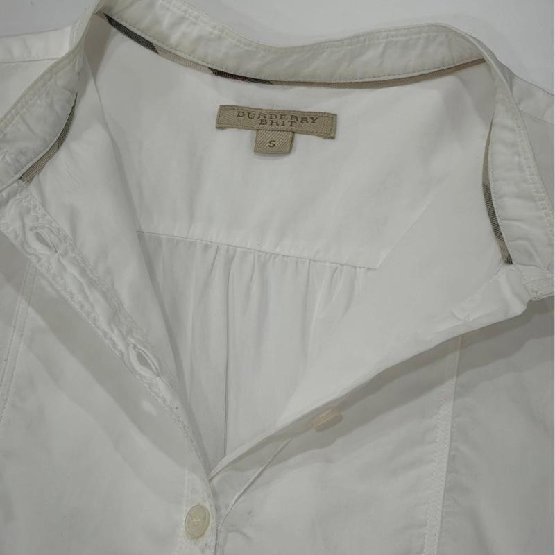 BURBERRY BRIT 白色立領寬擺長版襯衫上衣&洋裝-7
