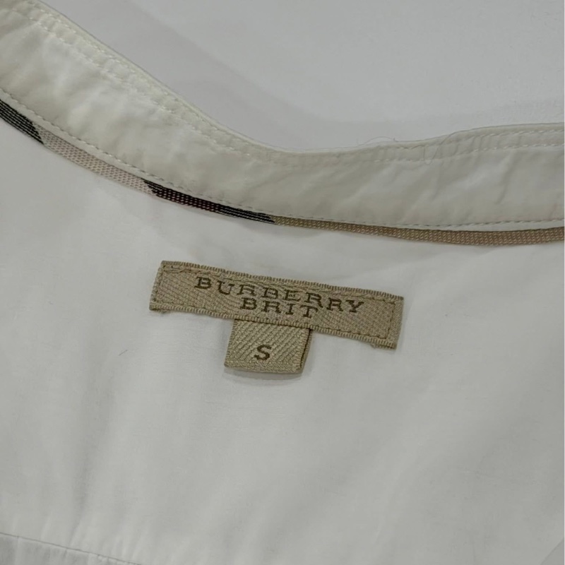 BURBERRY BRIT 白色立領寬擺長版襯衫上衣&洋裝-8