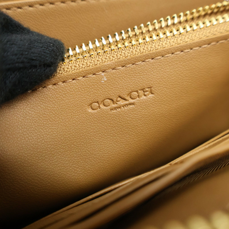 橘色 帆布 拉鍊長夾【COACH 寇馳】 C4452-6