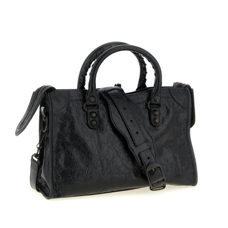 【Balenciaga 巴黎世家】Le City Small 小款 羊皮 手提包 肩背包 斜背包 機車包 黑色 8657622ACFH1000-3