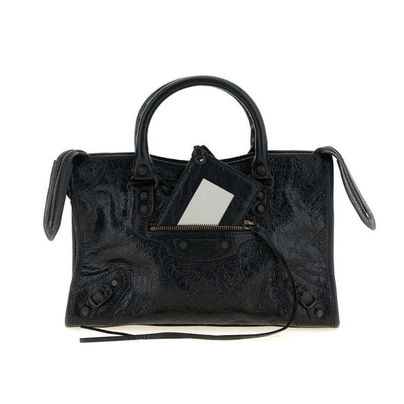 【Balenciaga 巴黎世家】Le City Small 小款 羊皮 手提包 肩背包 斜背包 機車包 黑色 8657622ACFH1000-4