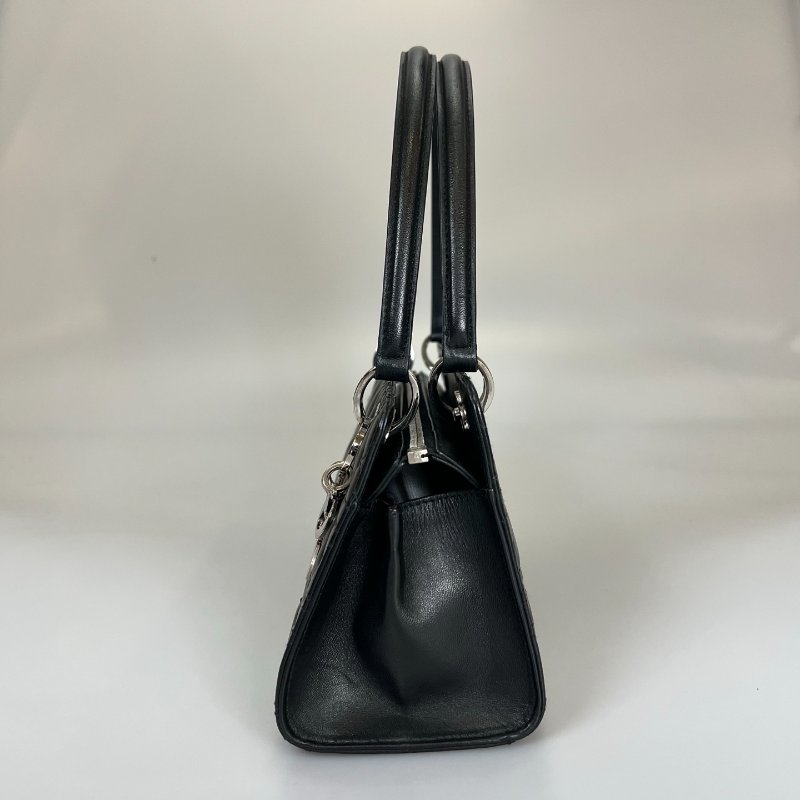 DIOR 黑銀扣藤格紋長形肩背包-3