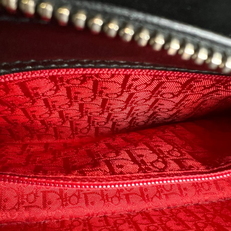 DIOR 黑銀扣藤格紋長形肩背包-5