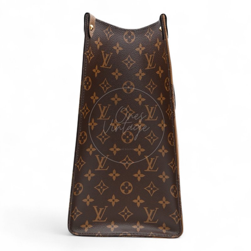 中古 路易威登 LOUIS VUITTON OnTheGo GM棕色 金釦 老花托特包 M45320-4
