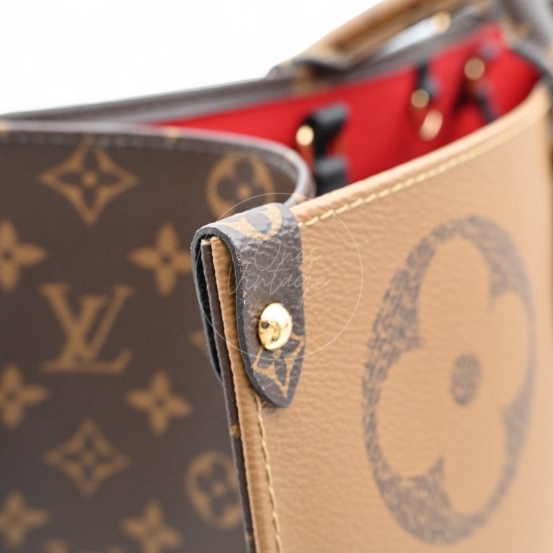 中古 路易威登 LOUIS VUITTON OnTheGo GM棕色 金釦 老花托特包 M45320-8