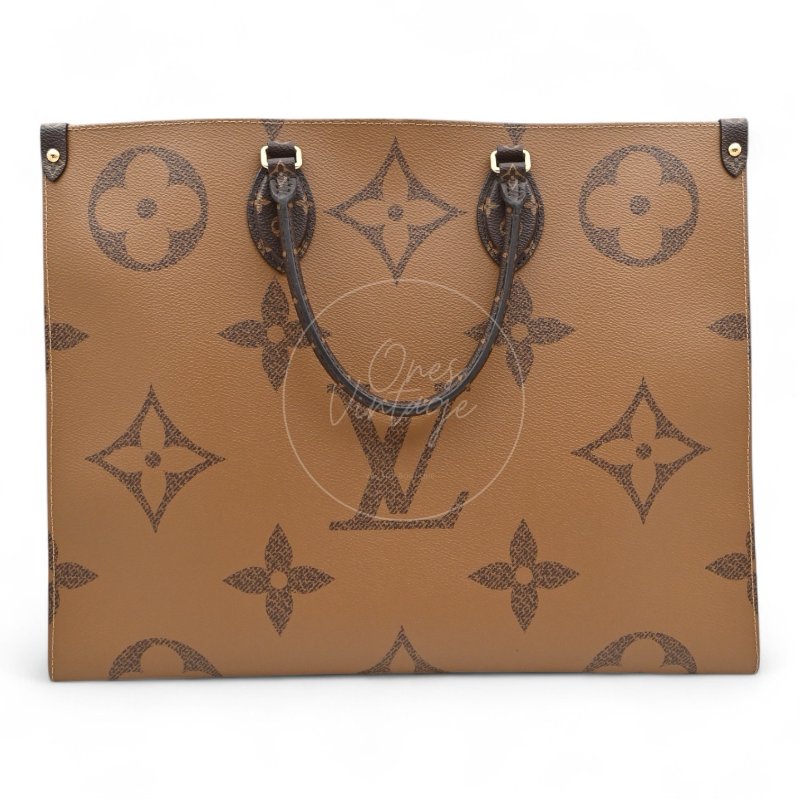 中古 路易威登 LOUIS VUITTON OnTheGo GM棕色 金釦 老花托特包 M45320-11