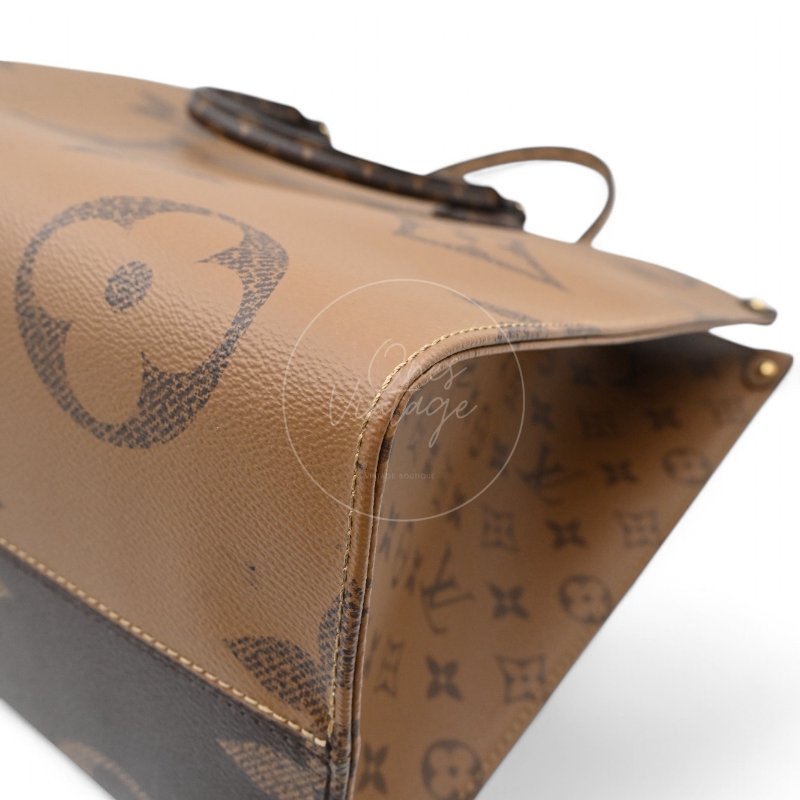 中古 路易威登 LOUIS VUITTON OnTheGo GM棕色 金釦 老花托特包 M45320-15