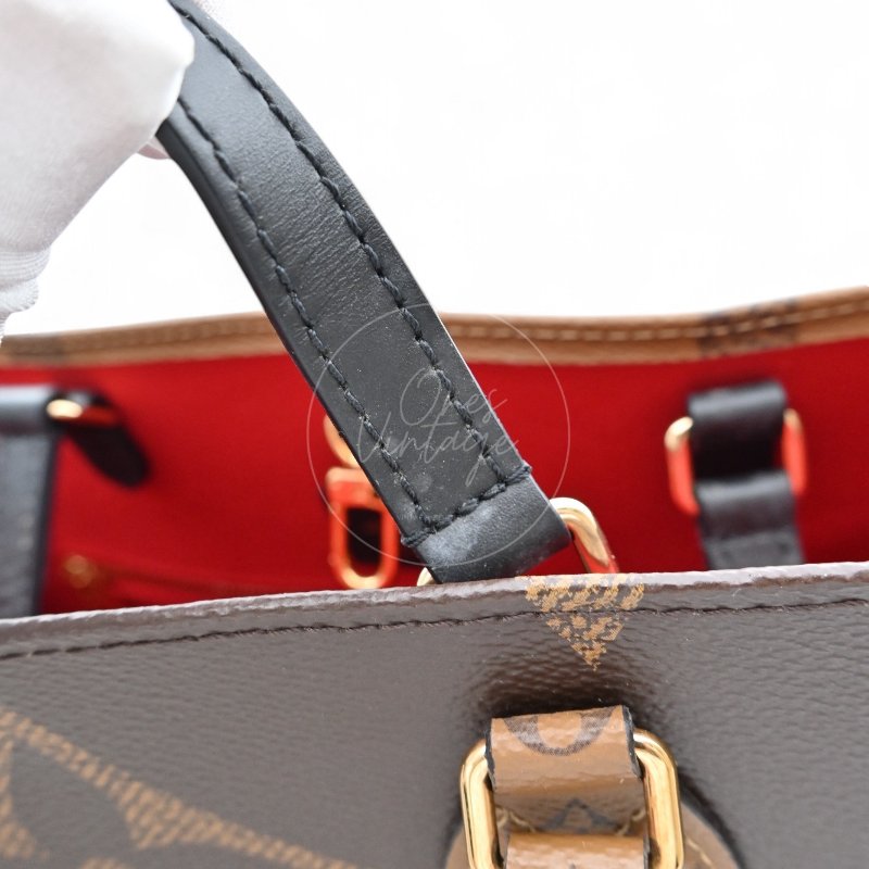 中古 路易威登 LOUIS VUITTON OnTheGo GM棕色 金釦 老花托特包 M45320-28