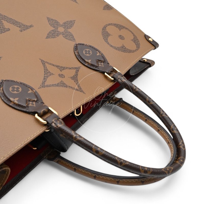 中古 路易威登 LOUIS VUITTON OnTheGo GM棕色 金釦 老花托特包 M45320-33