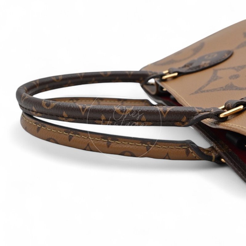 中古 路易威登 LOUIS VUITTON OnTheGo GM棕色 金釦 老花托特包 M45320-34