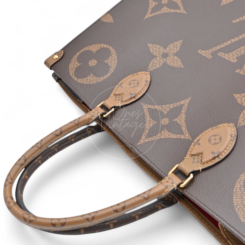 中古 路易威登 LOUIS VUITTON OnTheGo GM棕色 金釦 老花托特包 M45320-36