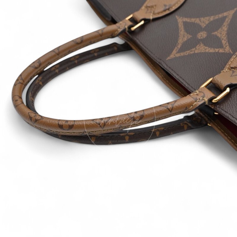 中古 路易威登 LOUIS VUITTON OnTheGo GM棕色 金釦 老花托特包 M45320-37