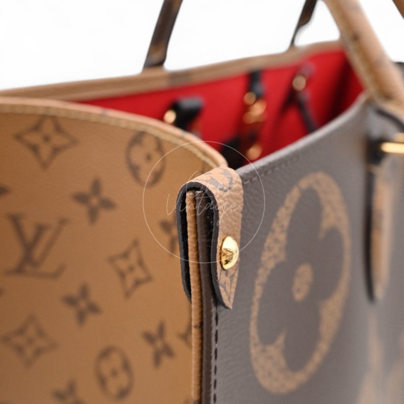 中古 路易威登 LOUIS VUITTON OnTheGo GM棕色 金釦 老花托特包 M45320-46