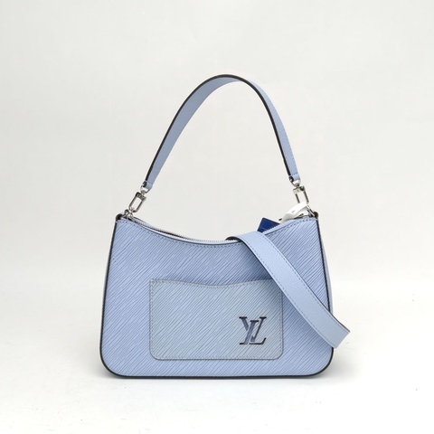 LOUIS VUITTON Marelle二合一腋下包藍色水波紋牛皮晶片