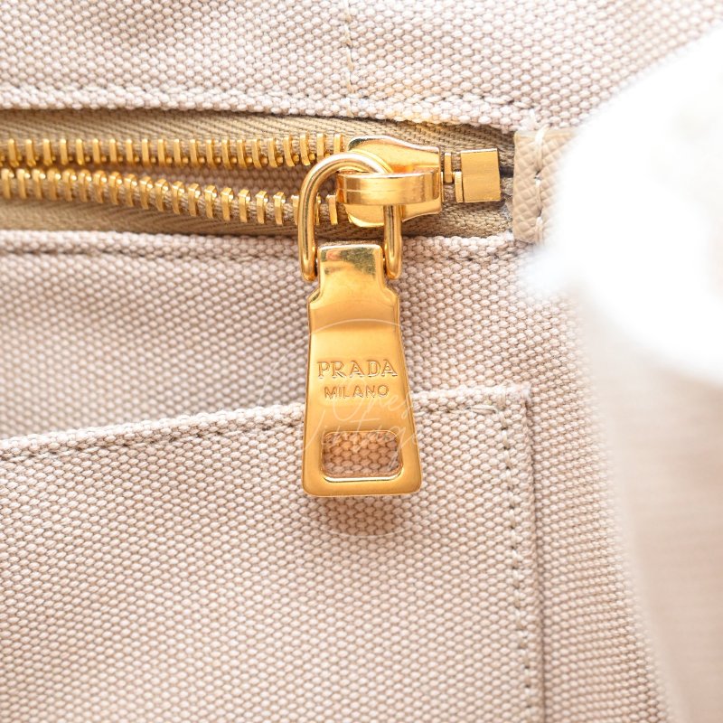中古 Prada 普拉達 1BG439 迷你 Canapa卡納帕帆布系列 米色帆布 手提包-10
