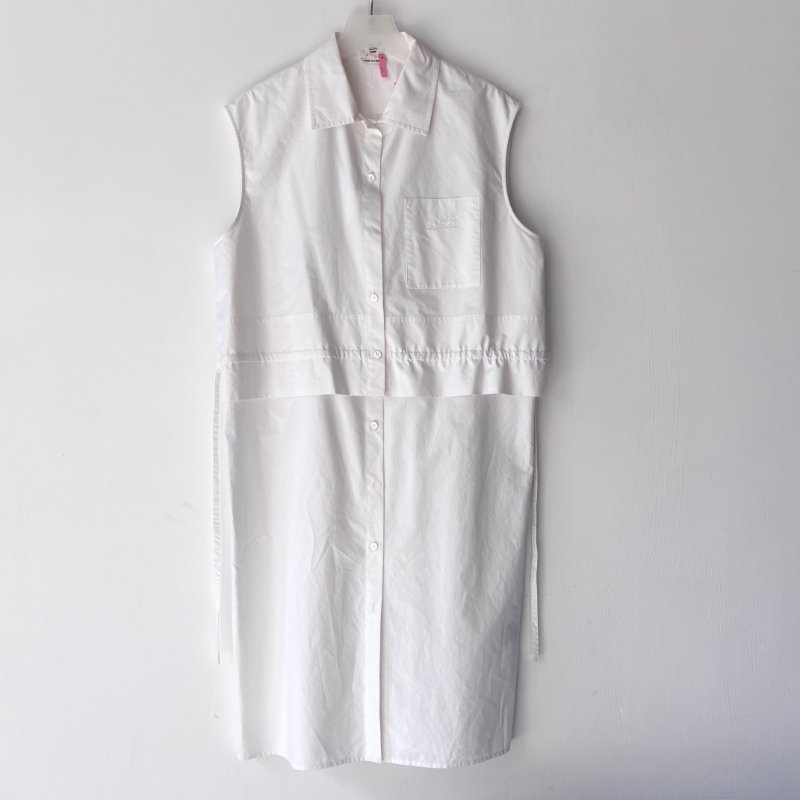 44號 ::HERMES:: 白色愛馬仕長版背心上衣 純棉 連身裙 Robe Inspi Chemise 90 Blanc White Cotton Dress-1