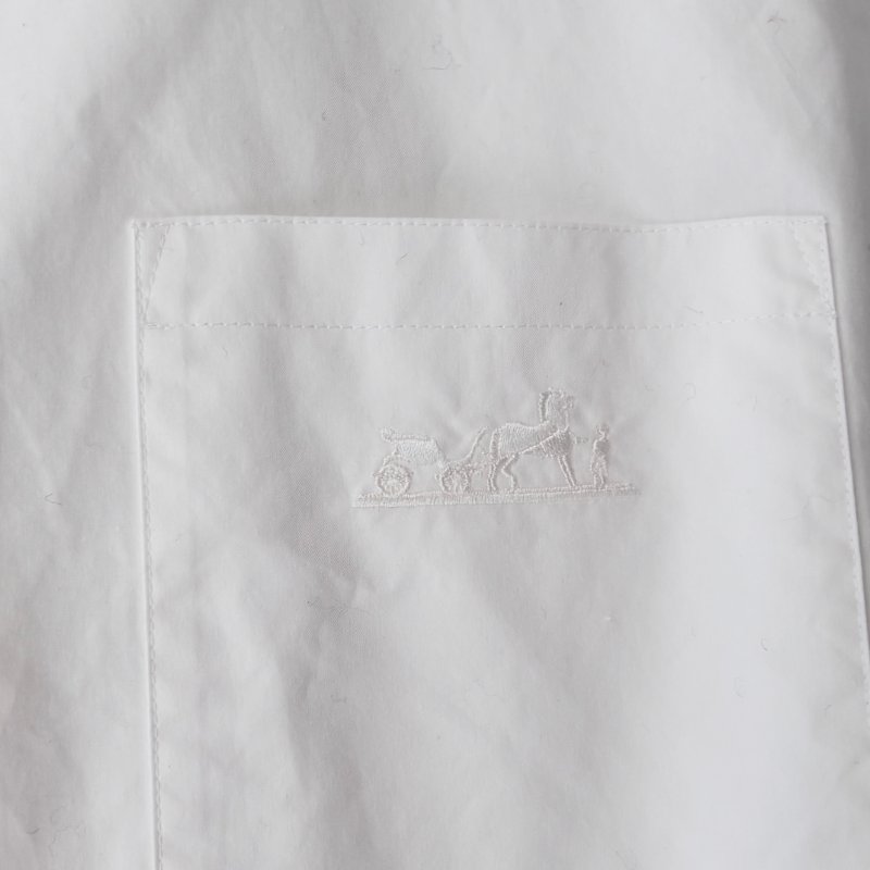 44號 ::HERMES:: 白色愛馬仕長版背心上衣 純棉 連身裙 Robe Inspi Chemise 90 Blanc White Cotton Dress-4