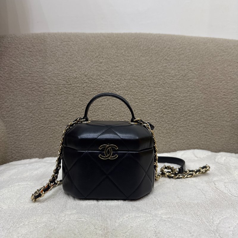 中古 Chanel香奈兒 Vanity Box 小方盒 晶片版 高級手工坊系列 小羊皮 月光寶盒-0