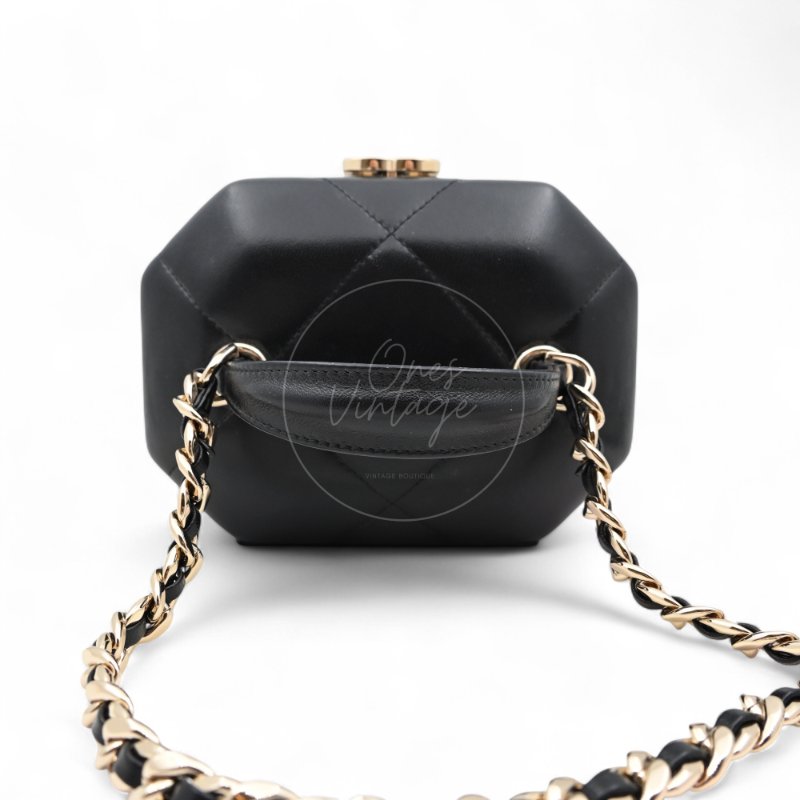 中古 Chanel香奈兒 Vanity Box 小方盒 晶片版 高級手工坊系列 小羊皮 月光寶盒-5