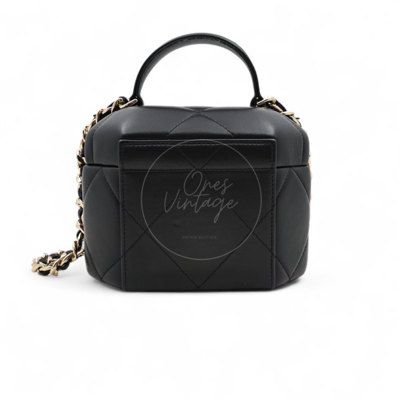 中古 Chanel香奈兒 Vanity Box 小方盒 晶片版 高級手工坊系列 小羊皮 月光寶盒-8