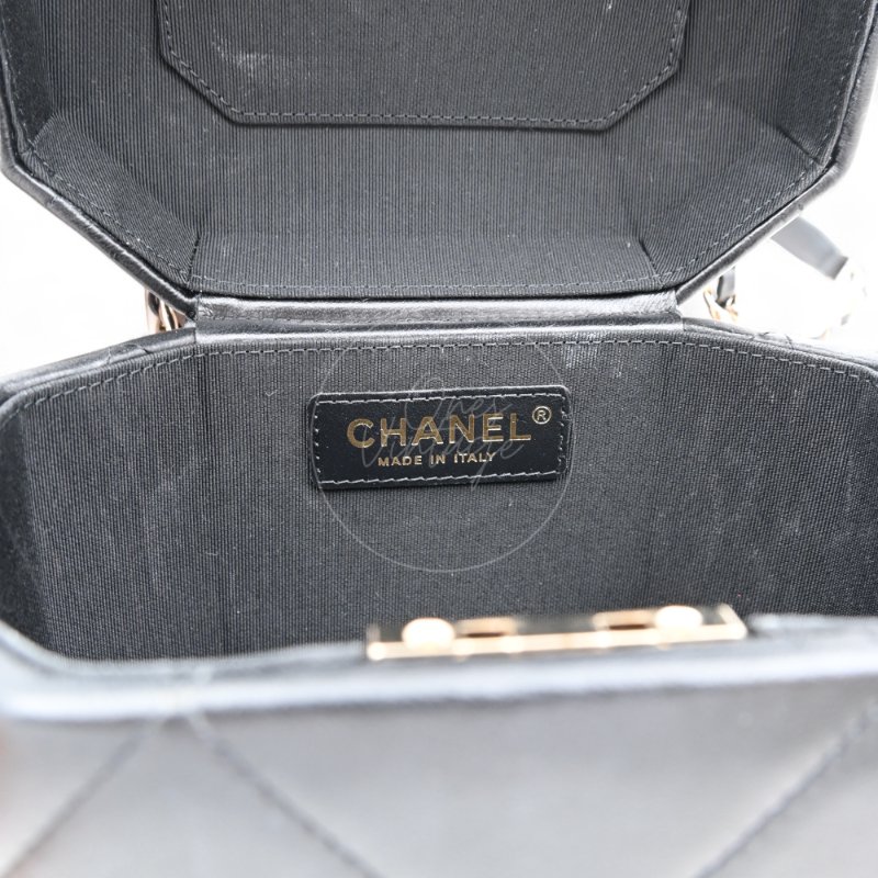 中古 Chanel香奈兒 Vanity Box 小方盒 晶片版 高級手工坊系列 小羊皮 月光寶盒-25
