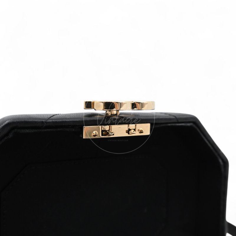 中古 Chanel香奈兒 Vanity Box 小方盒 晶片版 高級手工坊系列 小羊皮 月光寶盒-47