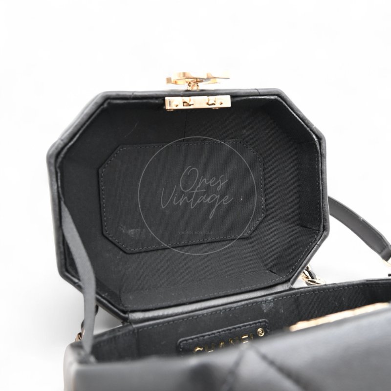 中古 Chanel香奈兒 Vanity Box 小方盒 晶片版 高級手工坊系列 小羊皮 月光寶盒-48