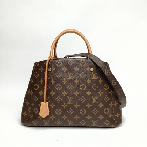 LOUIS VUITTON Montaigne蒙田中號33老花PVC金扣2018