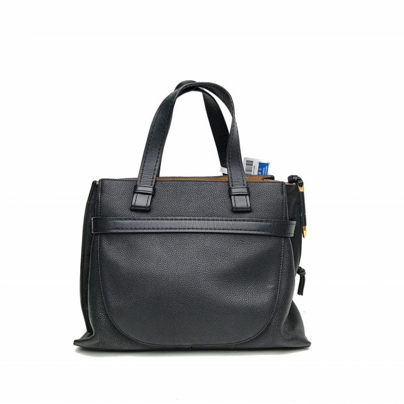 LOEWE GateTote托特手提中號黑色牛皮金扣-2