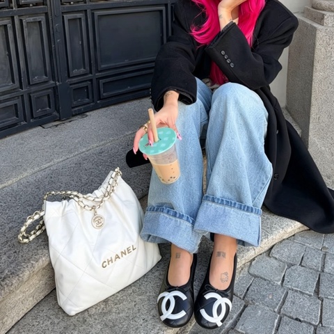 CHANEL香奈兒白金22bag中號慵懶氣質垃圾袋包👠